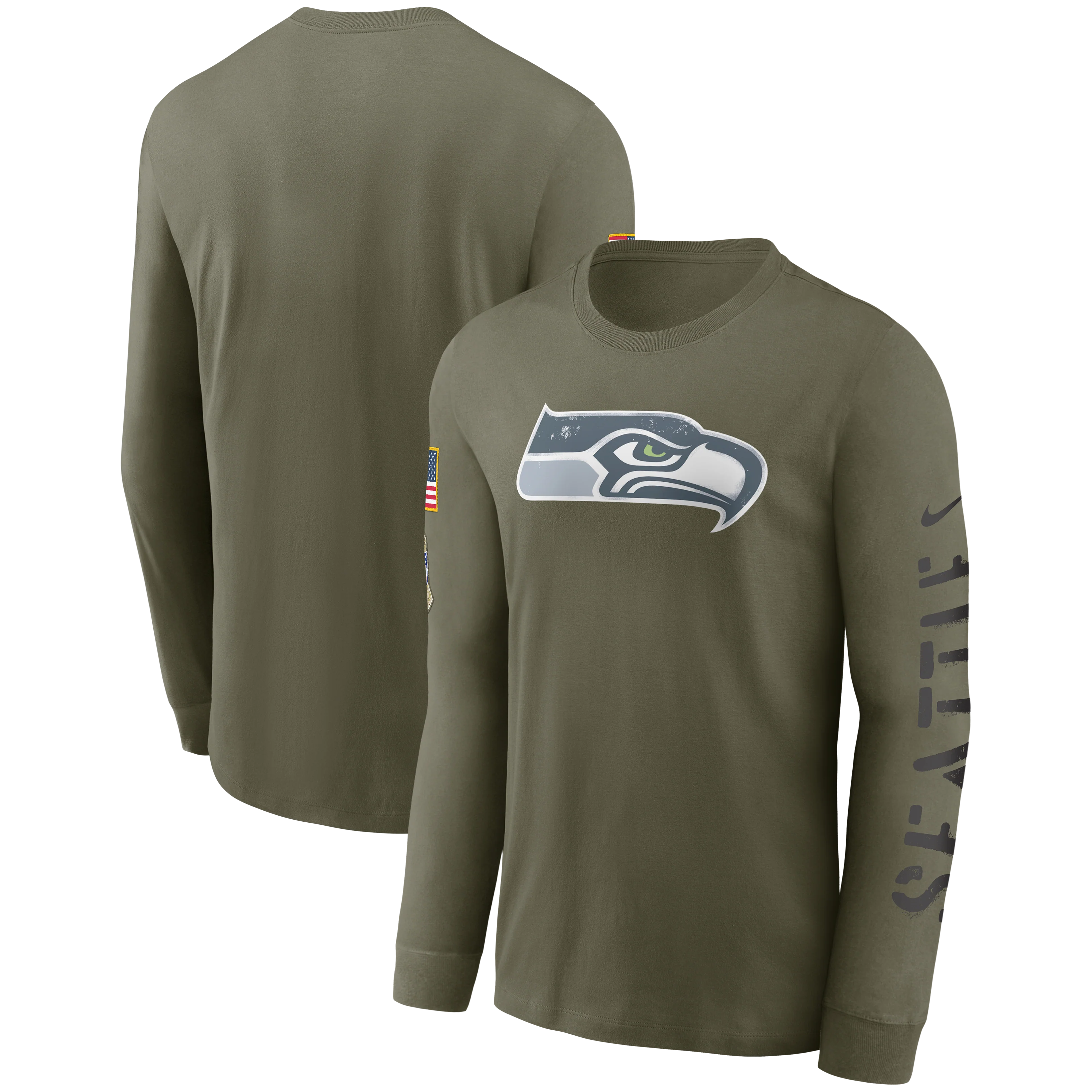 Seattle Seahawks Nike 2022 Salute To Service - Team Logo Long Sleeve T-Shirt - Olive