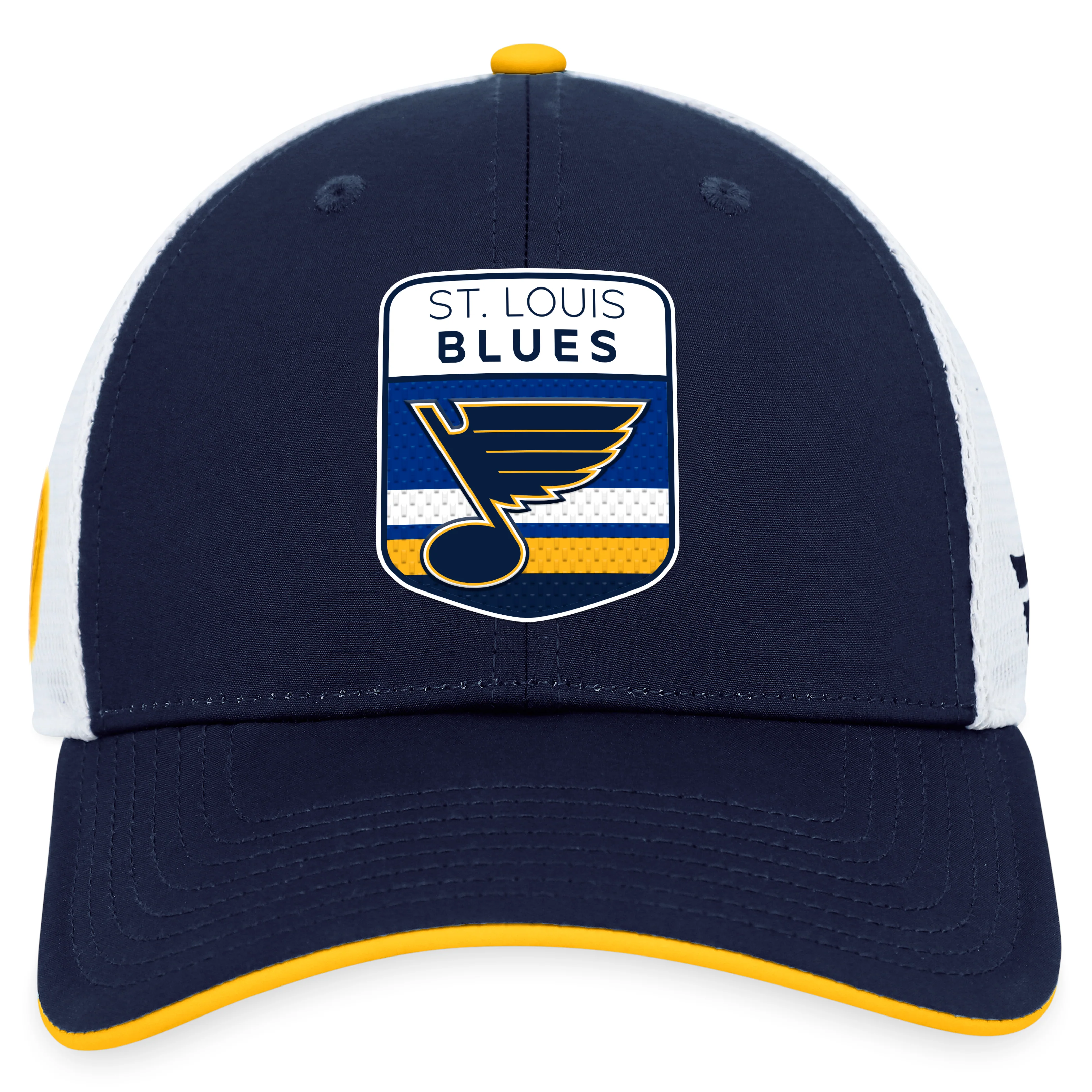 St. Louis Blues Fanatics Branded Blue 2023 NHL Draft On Stage Trucker Adjustable Hat - Image 2