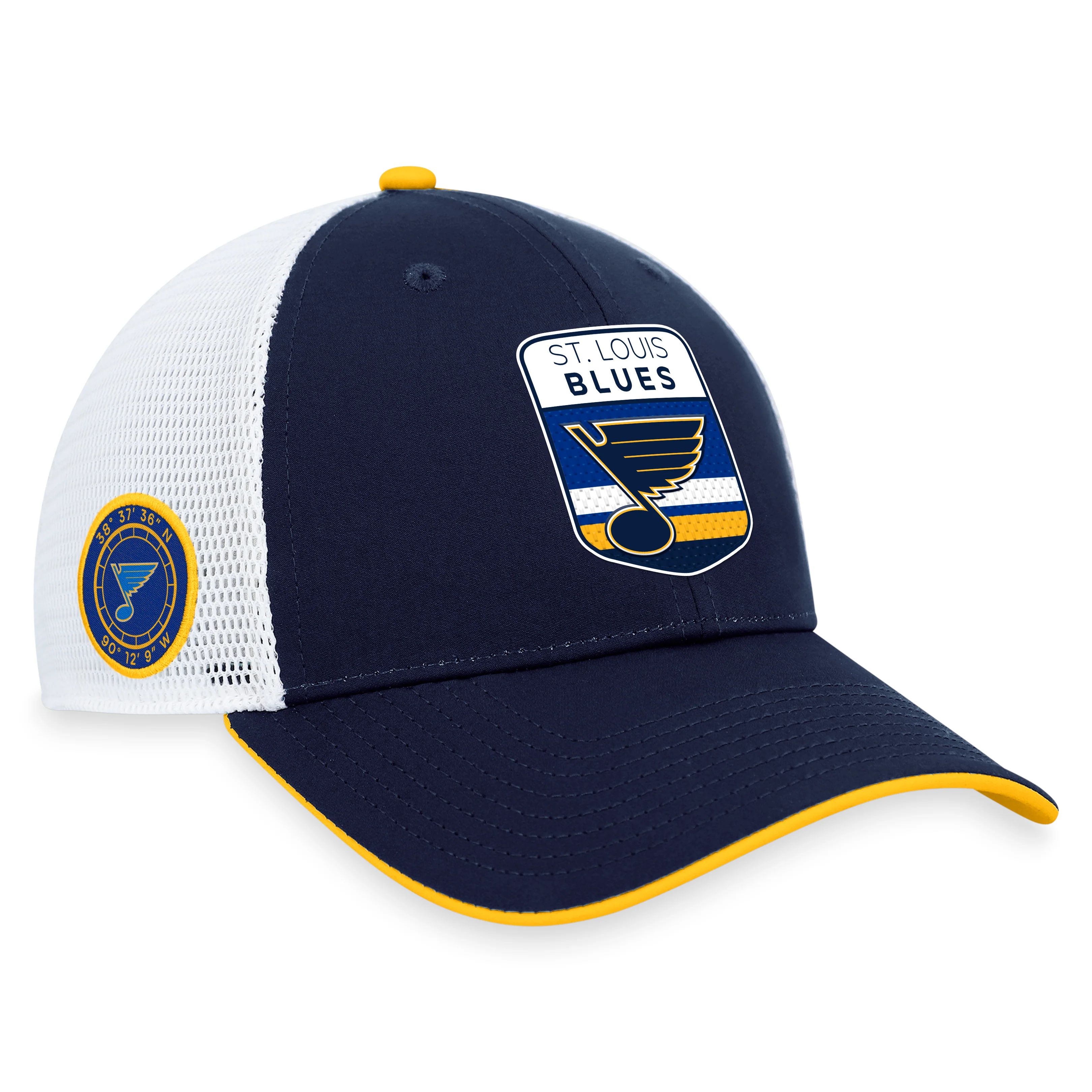 St. Louis Blues Fanatics Branded Blue 2023 NHL Draft On Stage Trucker Adjustable Hat - Image 3