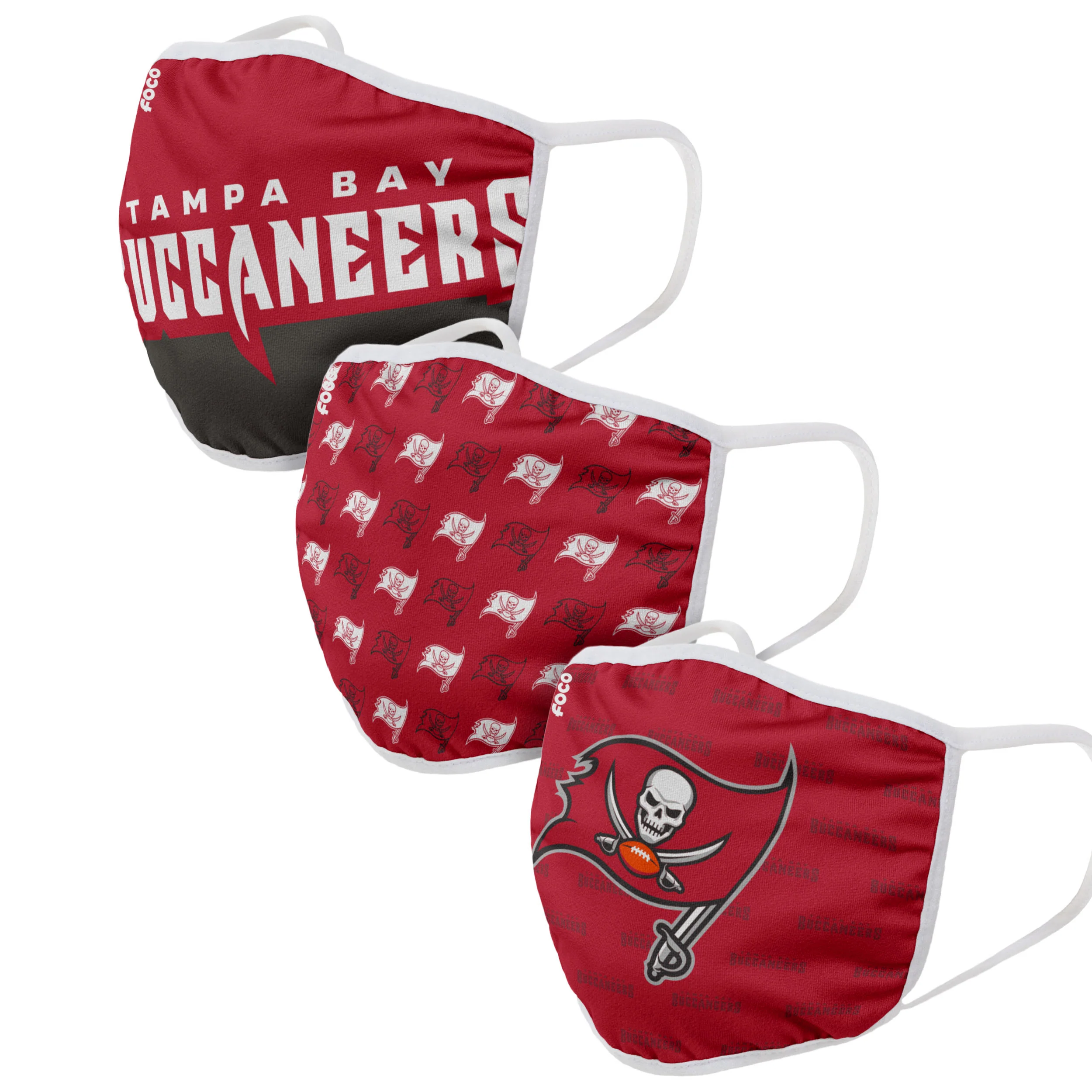Tampa Bay Buccaneers Game Time FOCO NFL Face Mask Covers Adult 3 Pack