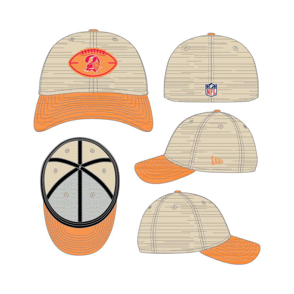 Tampa Bay Buccaneers New Era 2024 Sideline Historic 39THIRTY Flex Hat - Stone/ Orange - Image 5