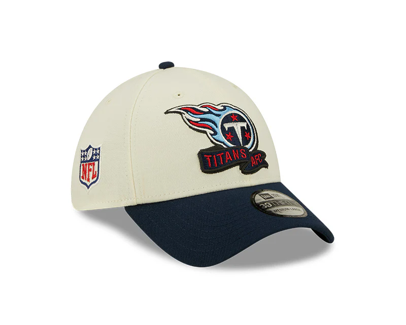 Tennessee Titans 2022 Sideline New Era Cream/Navy - 39THIRTY 2-Tone Flex Hat - Image 4