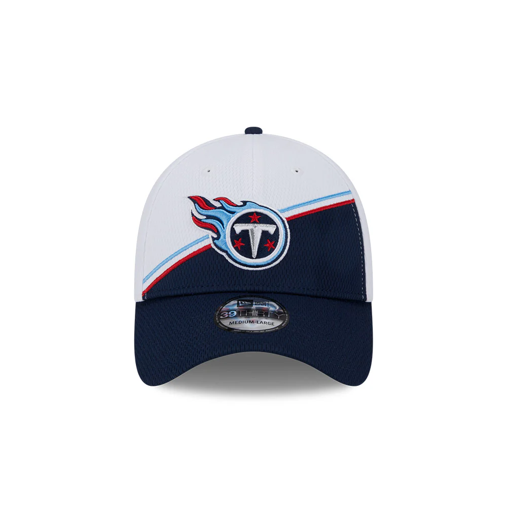 Tennessee Titans New Era 2023 Sideline 39THIRTY Flex Hat - White/Navy - Image 2