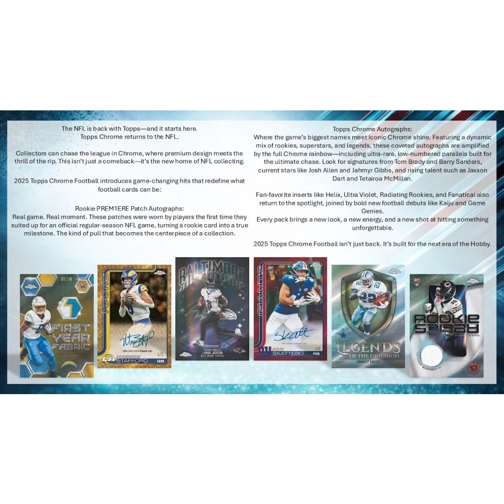 Topps Chrome 2025 NFL Football Trading Cards Pack (4 Cards) - Image 10