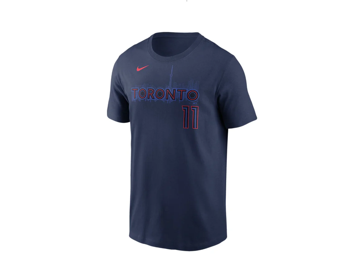 Toronto Blue Jays City Connect Bo Bichette #11 Nike Midnight Blue Name and Number T-Shirt - Image 3