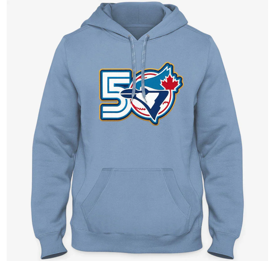 Toronto Blue Jays MLB Express Twill 50th Season Anniversary Logo Hoodie - Light Blue