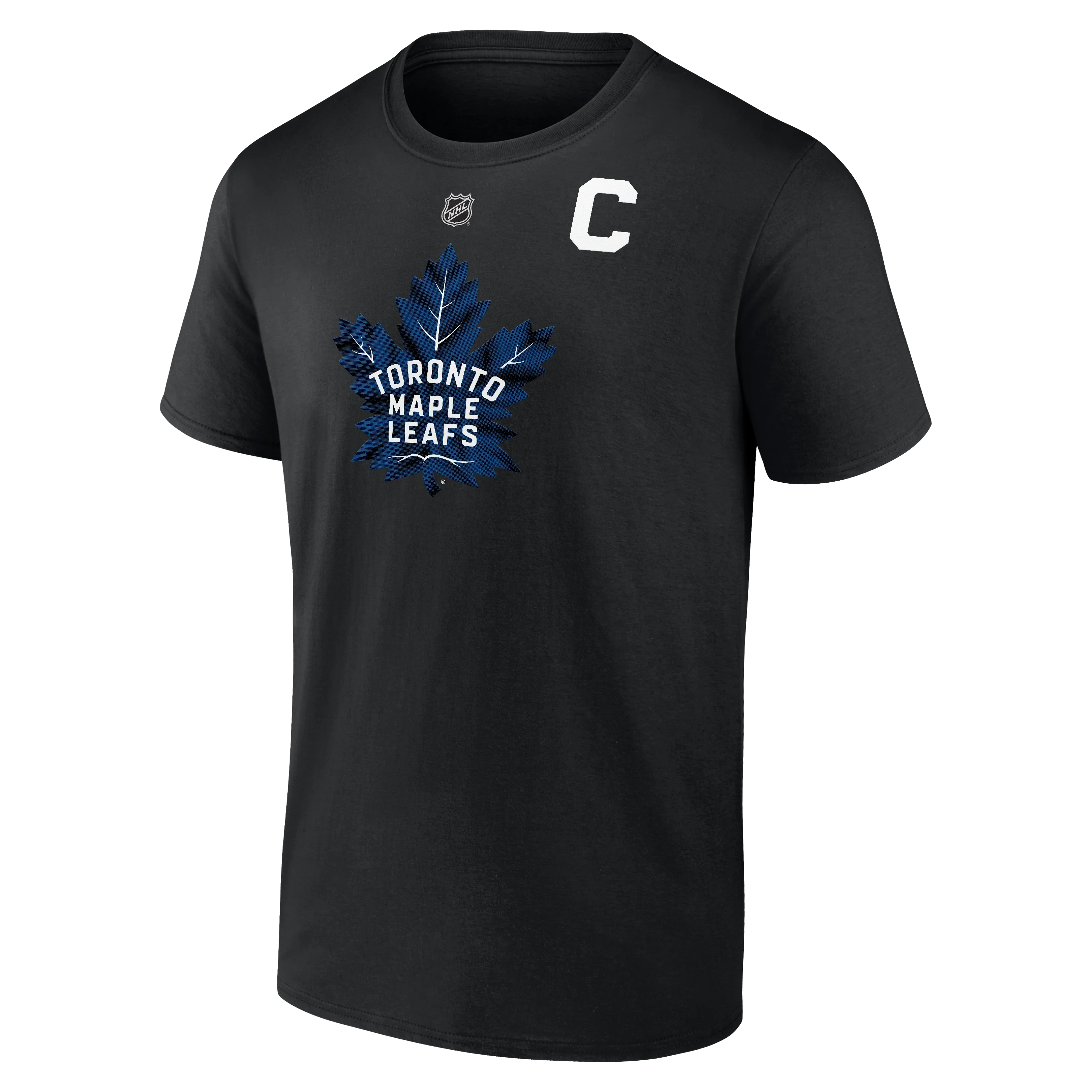 Toronto Maple Leafs Auston Matthews #34 Fanatics Name and Number with "C" T-Shirt -Black - Image 2