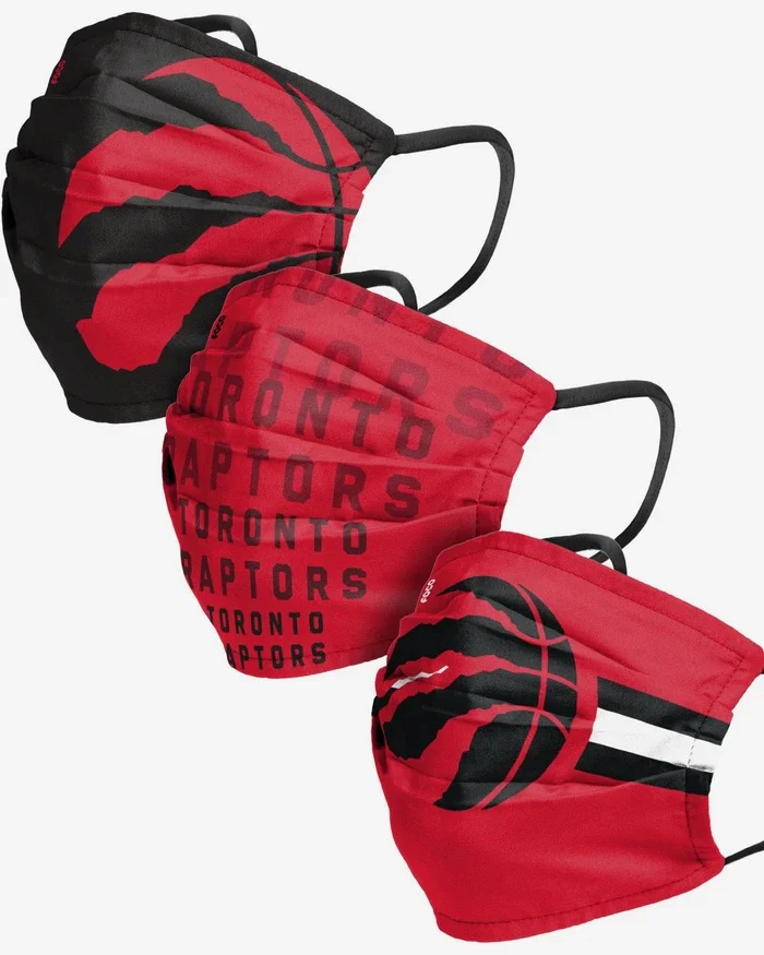 Toronto Raptors Match Day FOCO NBA Face Mask Covers Adult 3 Pack - Image 2
