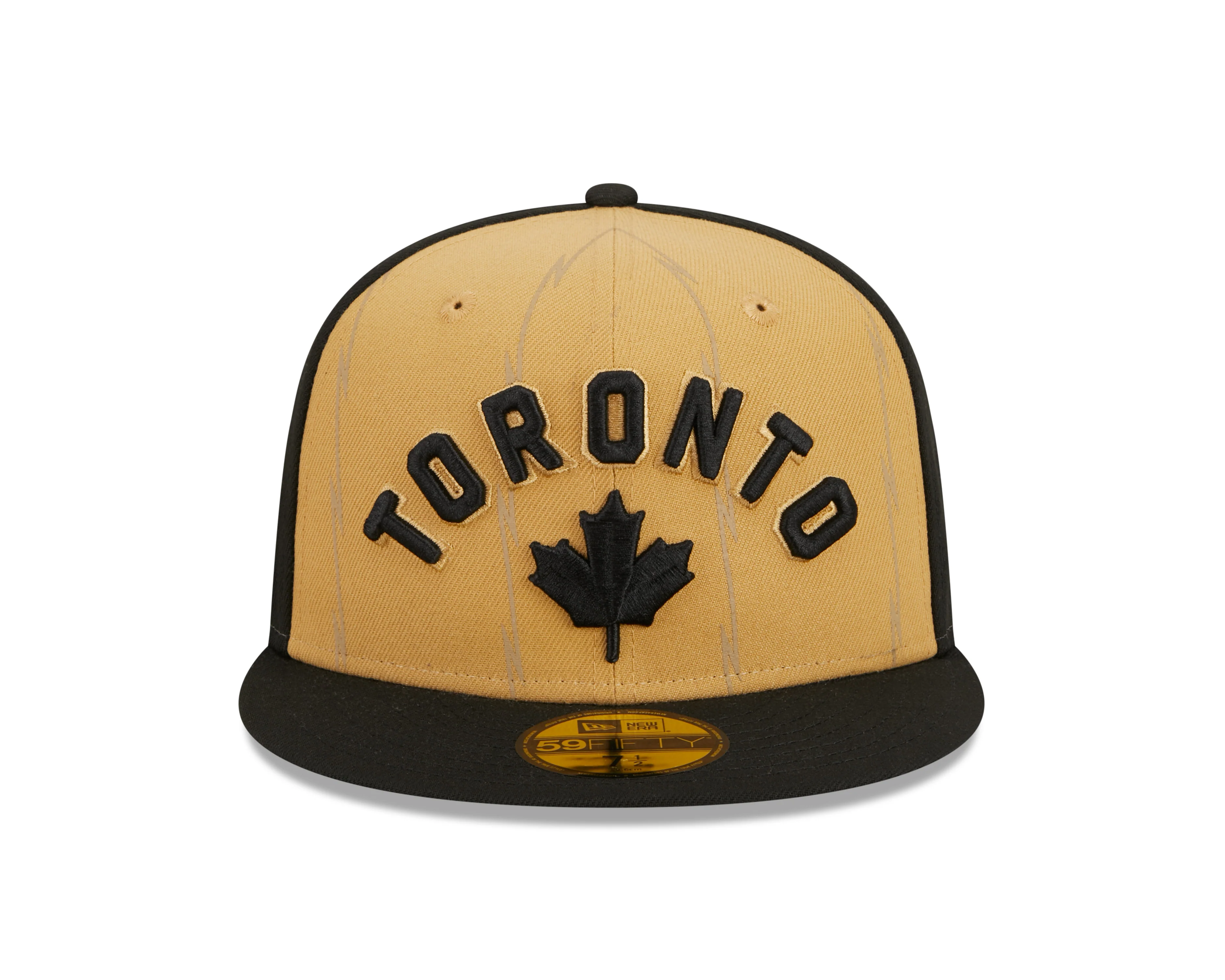 Toronto Raptors New Era City Edition 23/24 59FIFTY Fitted Hat - Tan/Black - Image 2