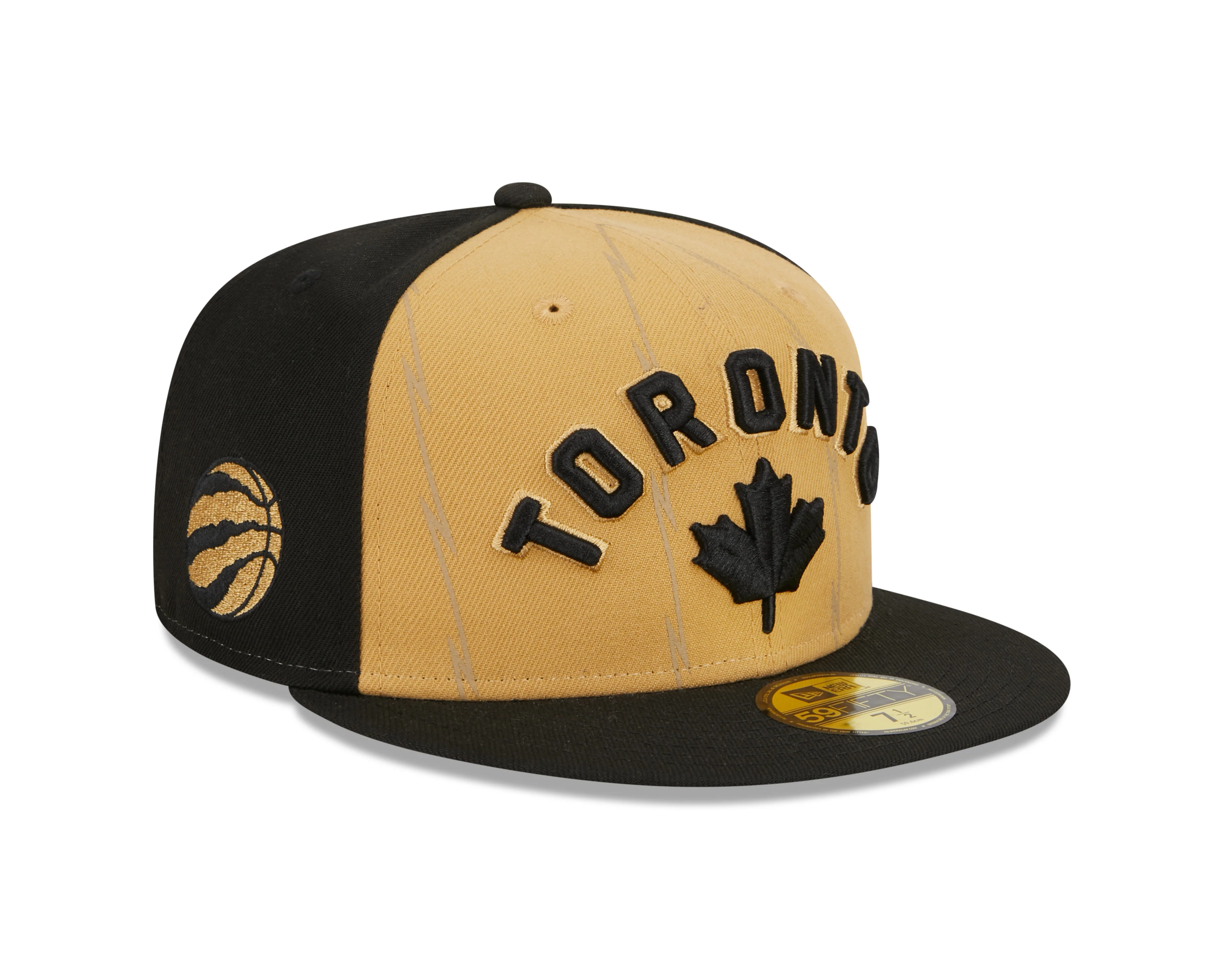 Toronto Raptors New Era City Edition 23/24 59FIFTY Fitted Hat - Tan/Black - Image 3