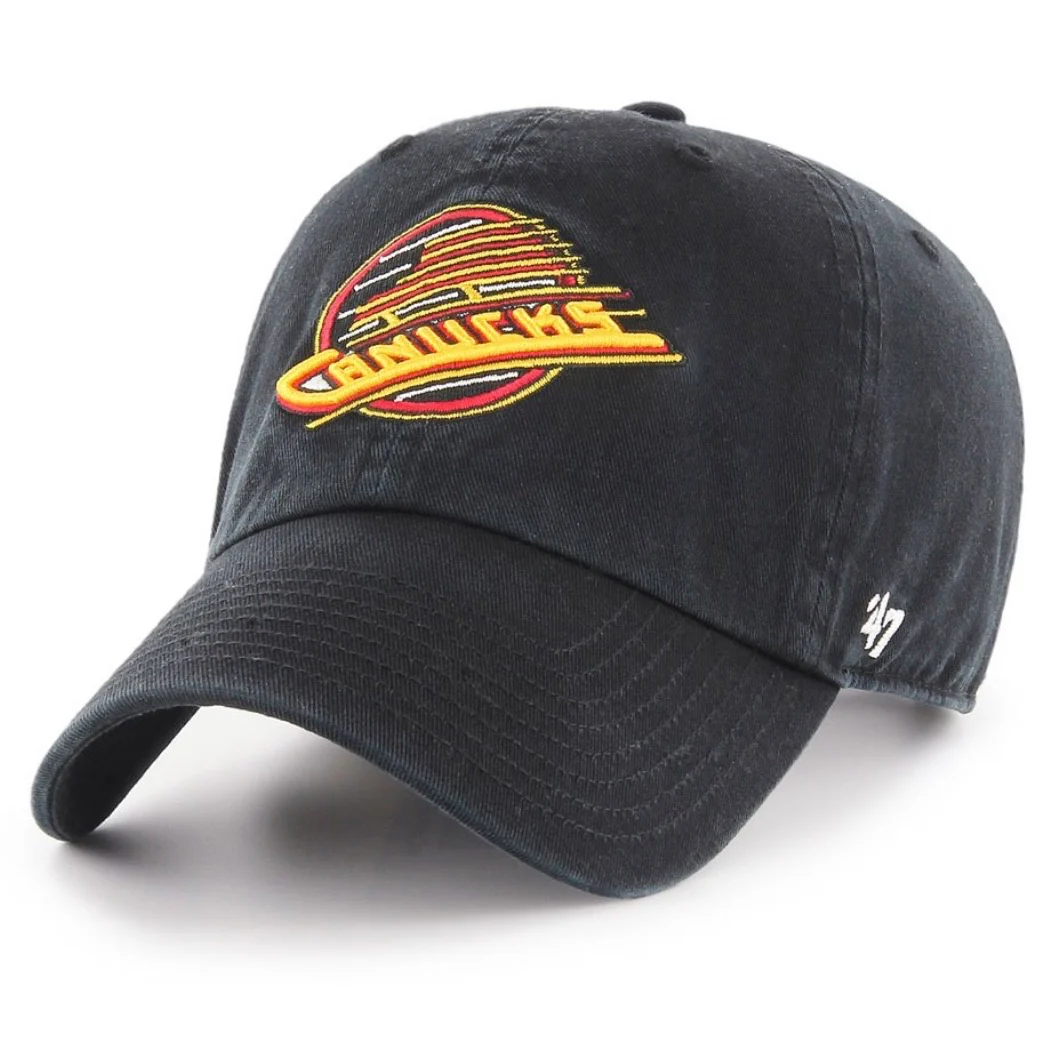 Vancouver Canucks Vintage Black Clean Up '47 Brand Adjustable Hat