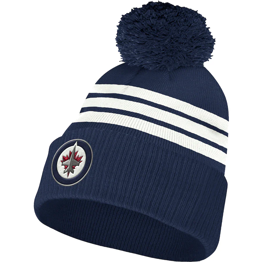 Winnipeg Jets Adidas 3 Stripe Locker Room Cuffed Knit Pom Toque