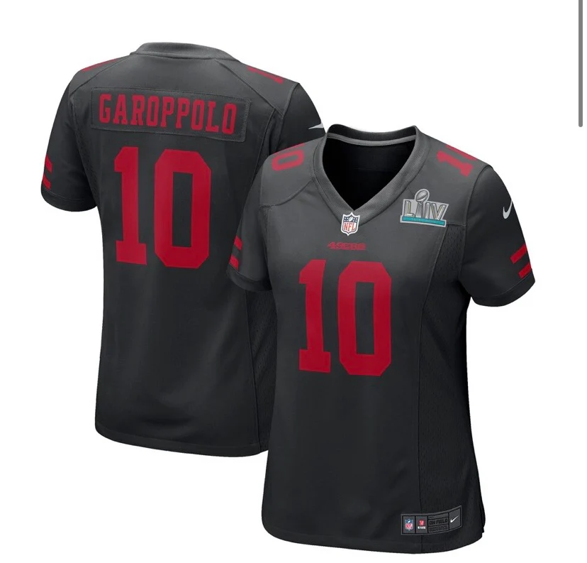 Women’s Jimmy Garoppolo San Francisco 49ERS Black Nike Game SBLIV Patch Jersey