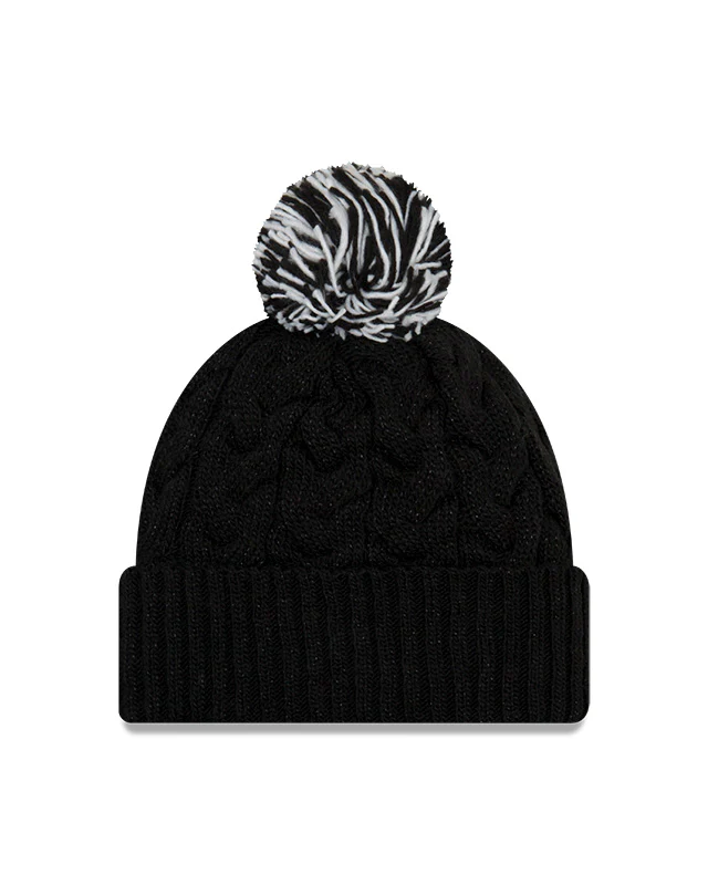 Women's Las Vegas Raiders New Era Cozy Cable Laser Cuff Pom Knit Toque - Image 2