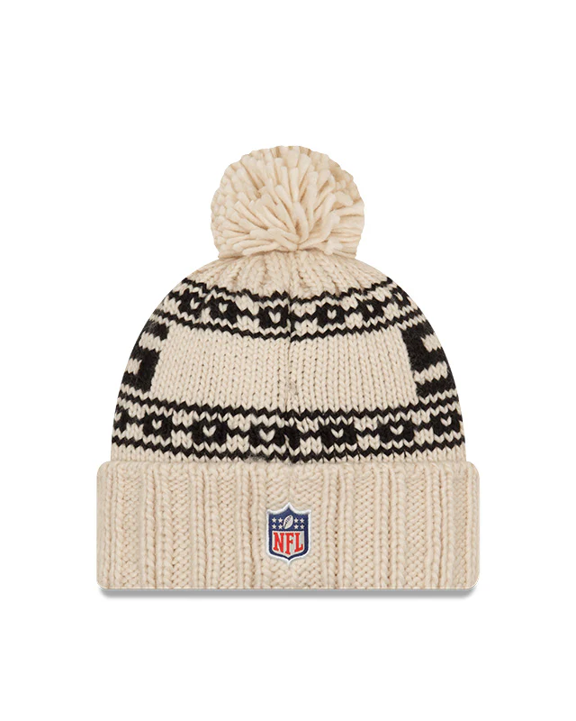 Women's Pittsburgh Steelers New Era 2021 NFL Sideline Pom Cuffed Knit Hat - Natural - Image 2