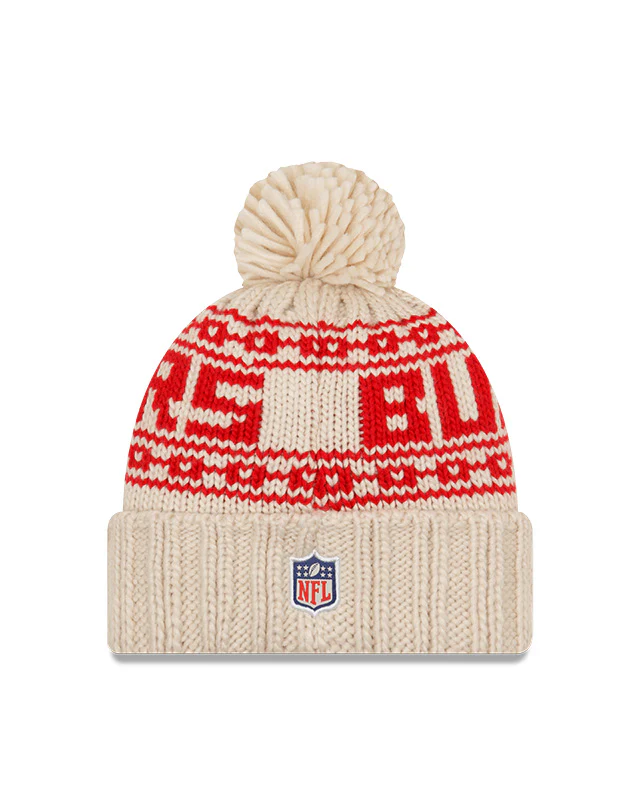 Women's Tampa Bay Buccaneers New Era 2021 NFL Sideline Pom Cuffed Knit Hat - Natural - Image 2
