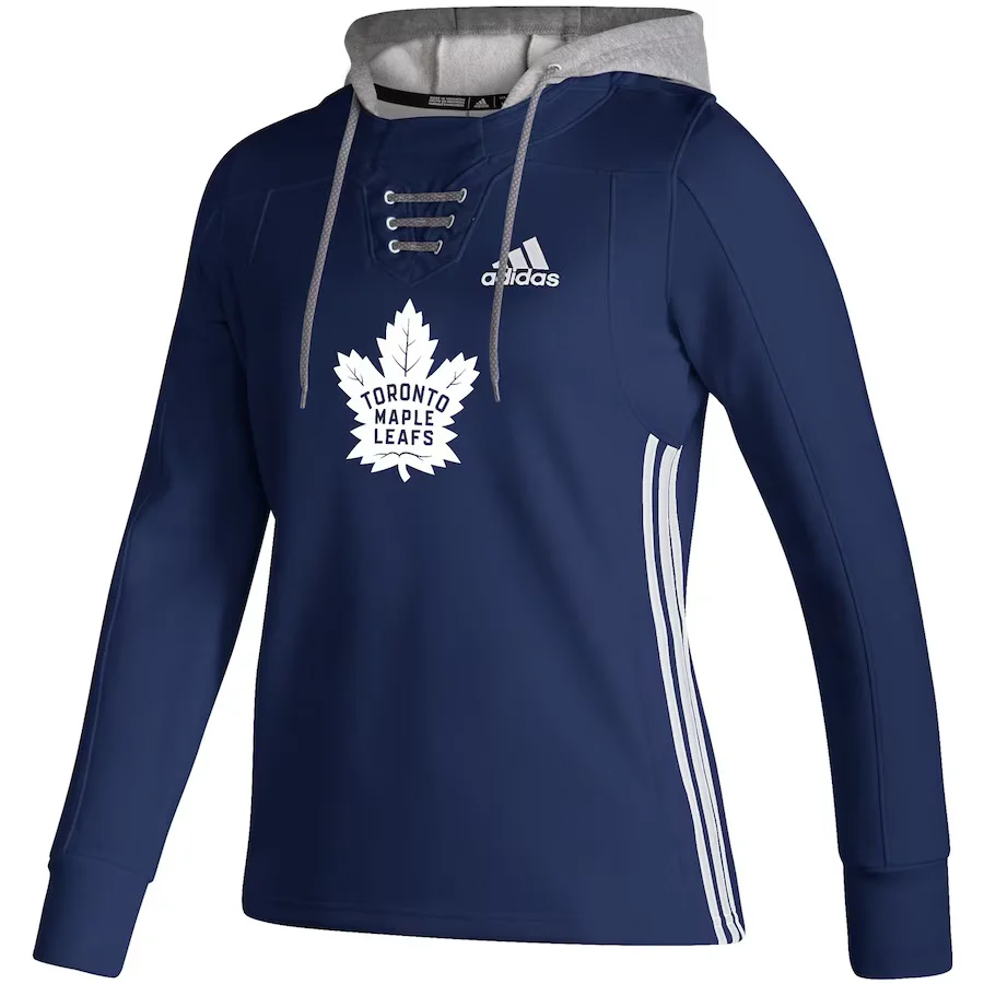 Women's Toronto Maple Leafs Adidas Blue Skate Lace AEROREADY - Pullover Hoodie - Image 2