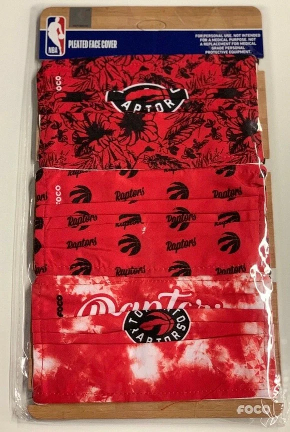 Women's Toronto Raptors Match Day FOCO NBA Face Mask Covers Adult 3 Pack - Image 2