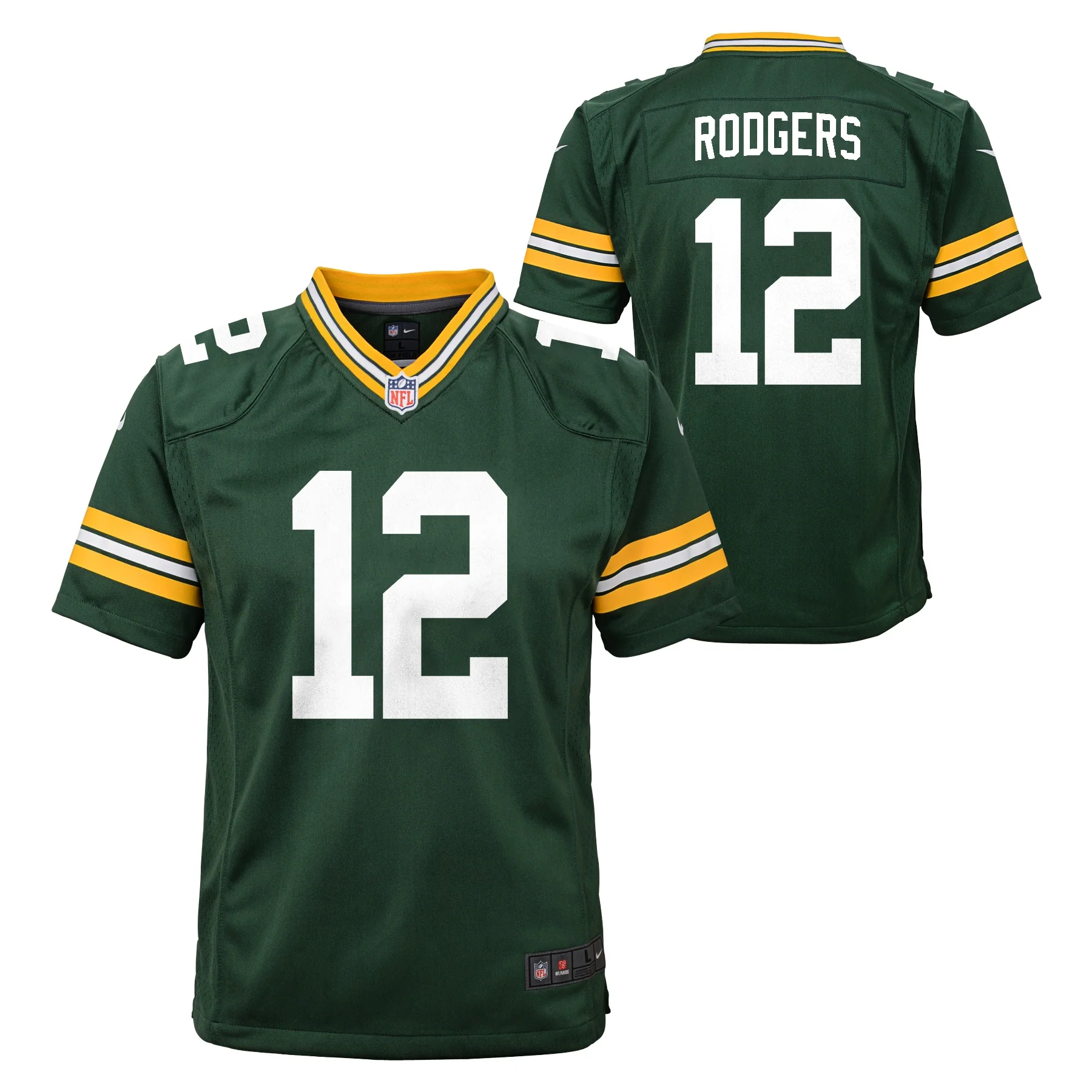 Youth Aaron Rodgers #12 Green Bay Packers - Game Jersey - Image 3