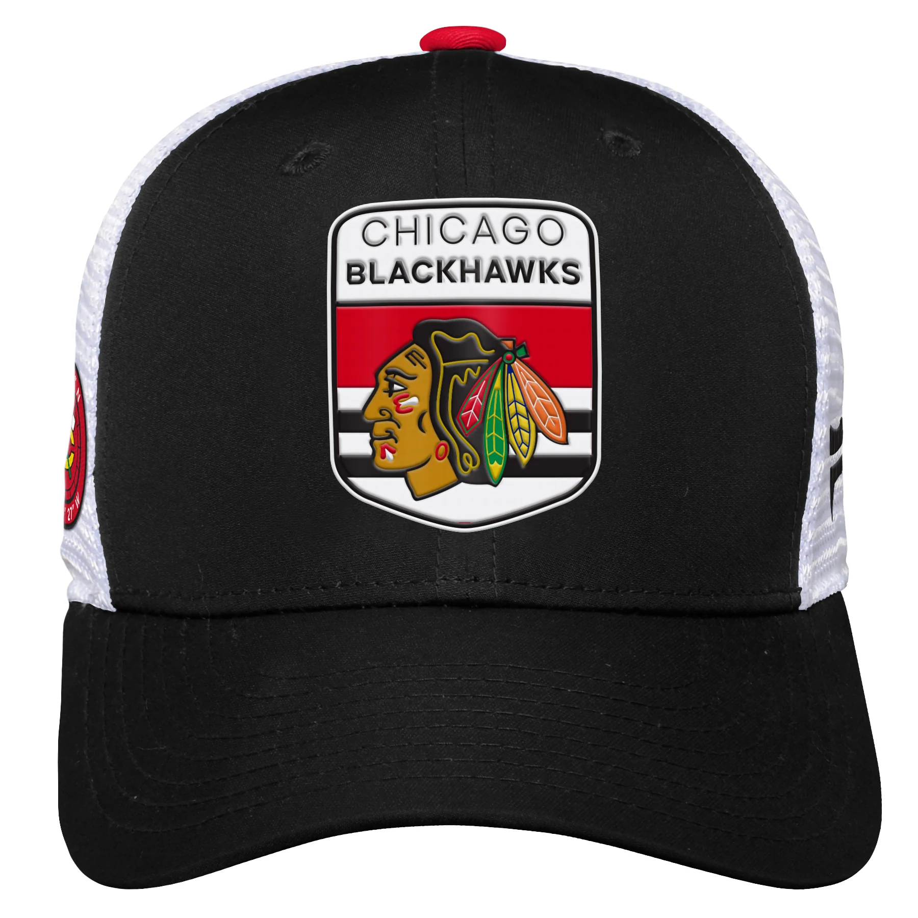 Youth Chicago Blackhawks Fanatics Branded 2023 NHL Draft On Stage Trucker Adjustable Hat - Image 2