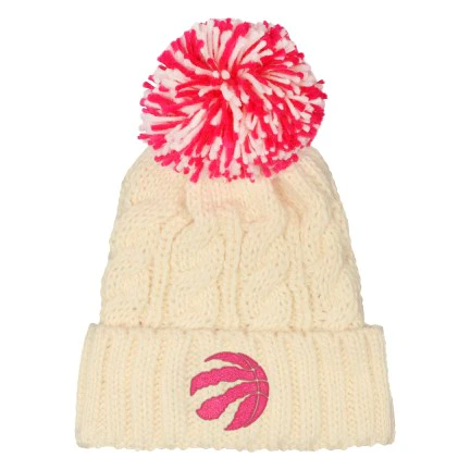 Youth Girls Toronto Raptors Pink Outerstuff Knit Pom Toque - Image 2