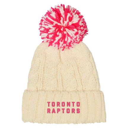 Youth Girls Toronto Raptors Pink Outerstuff Knit Pom Toque - Image 3