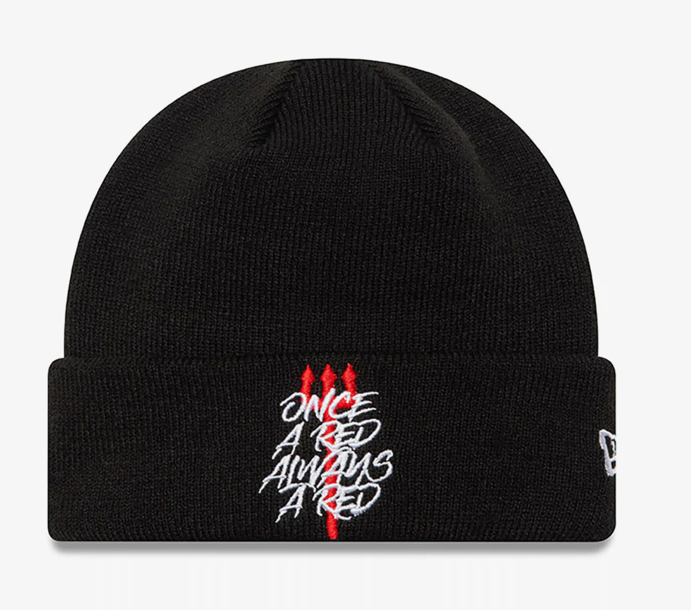 Youth Manchester United FC Always Red Black Cuff Knit Beanie Hat - Image 2