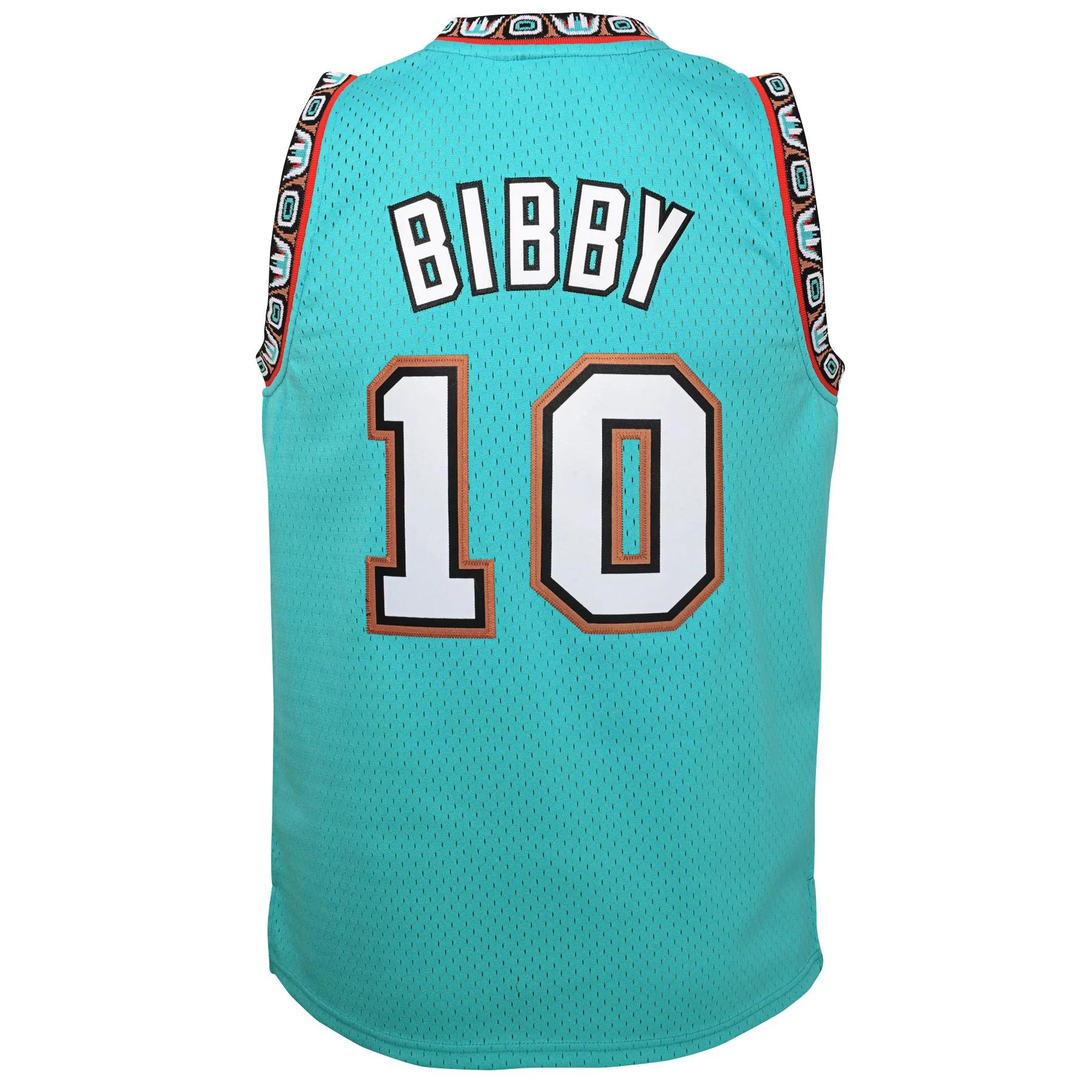Youth Mike Bibby #10 Vancouver Grizzlies Mitchell & Ness 1998-99 Hardwood Classic Teal Swingman Jersey - Image 3