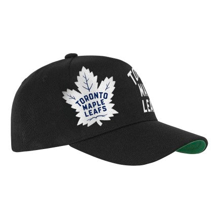 Youth Mitchell & Ness Black Toronto Maple Leafs Busted Logo Wordmark Wrap-Around Pro Pinch Adjustable Hat - Image 4