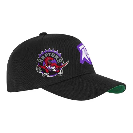 Youth Mitchell & Ness Black Toronto Raptors Busted Logo Wordmark Wrap-Around Pro Pinch Adjustable Hat - Image 2