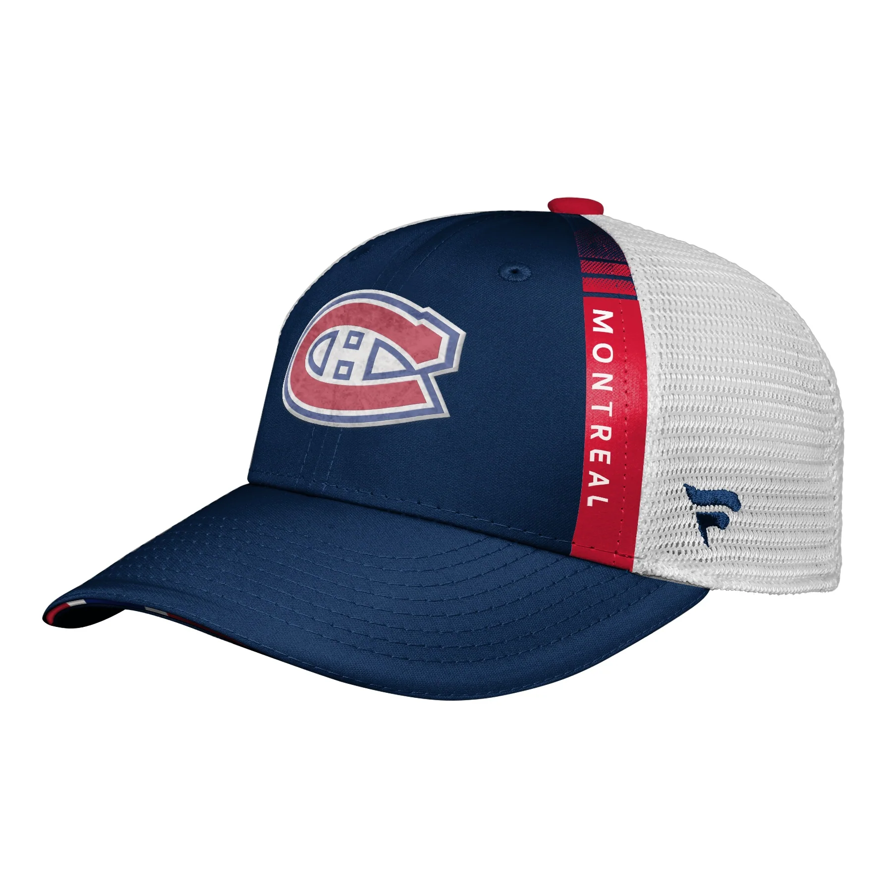 Youth Montreal Canadiens Fanatics Branded 2022 NHL Draft Authentic Pro On Stage Trucker Adjustable Hat - Image 2