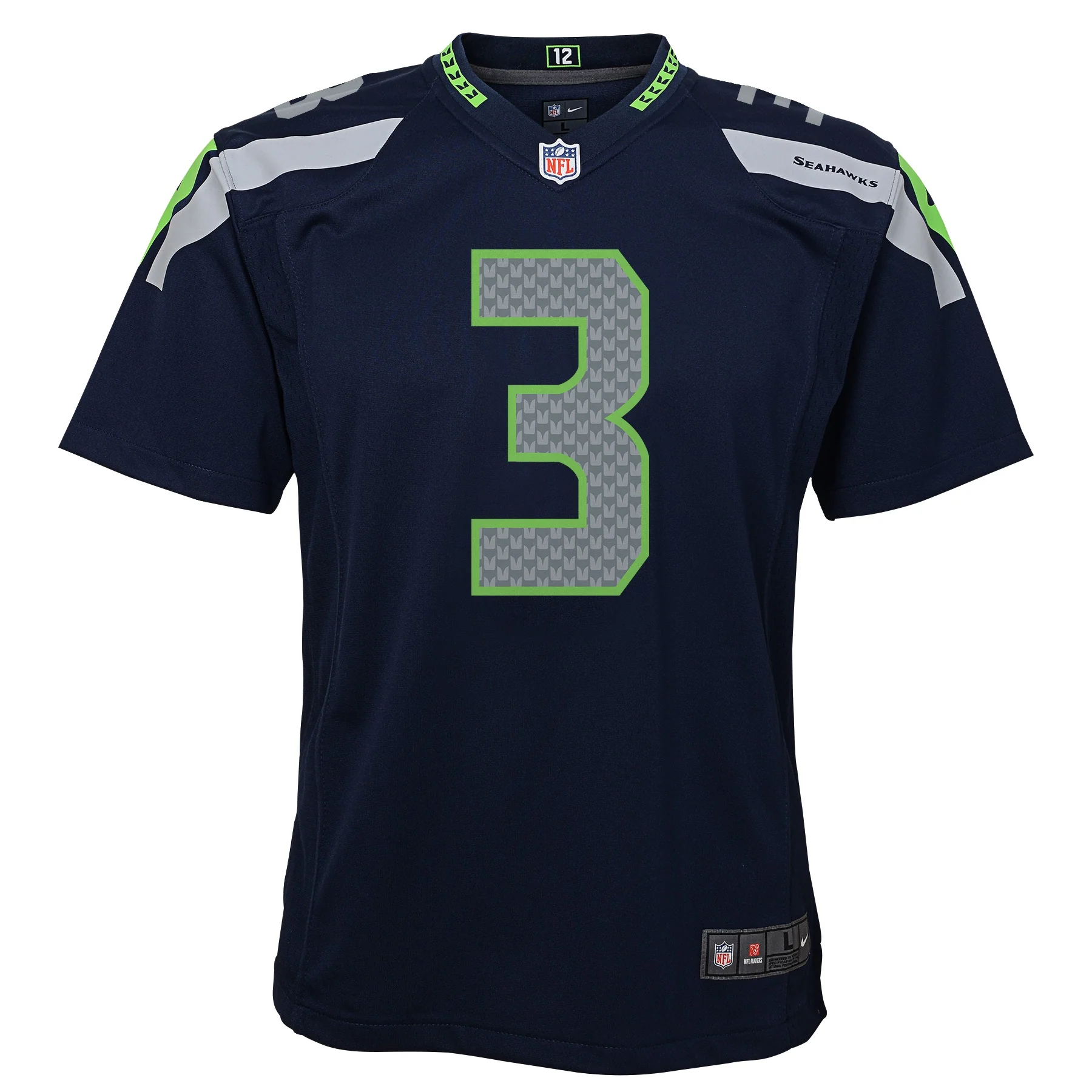 Youth Russell Wilson #3 Navy Seattle Seahawks Nike - Game Jersey - Image 3