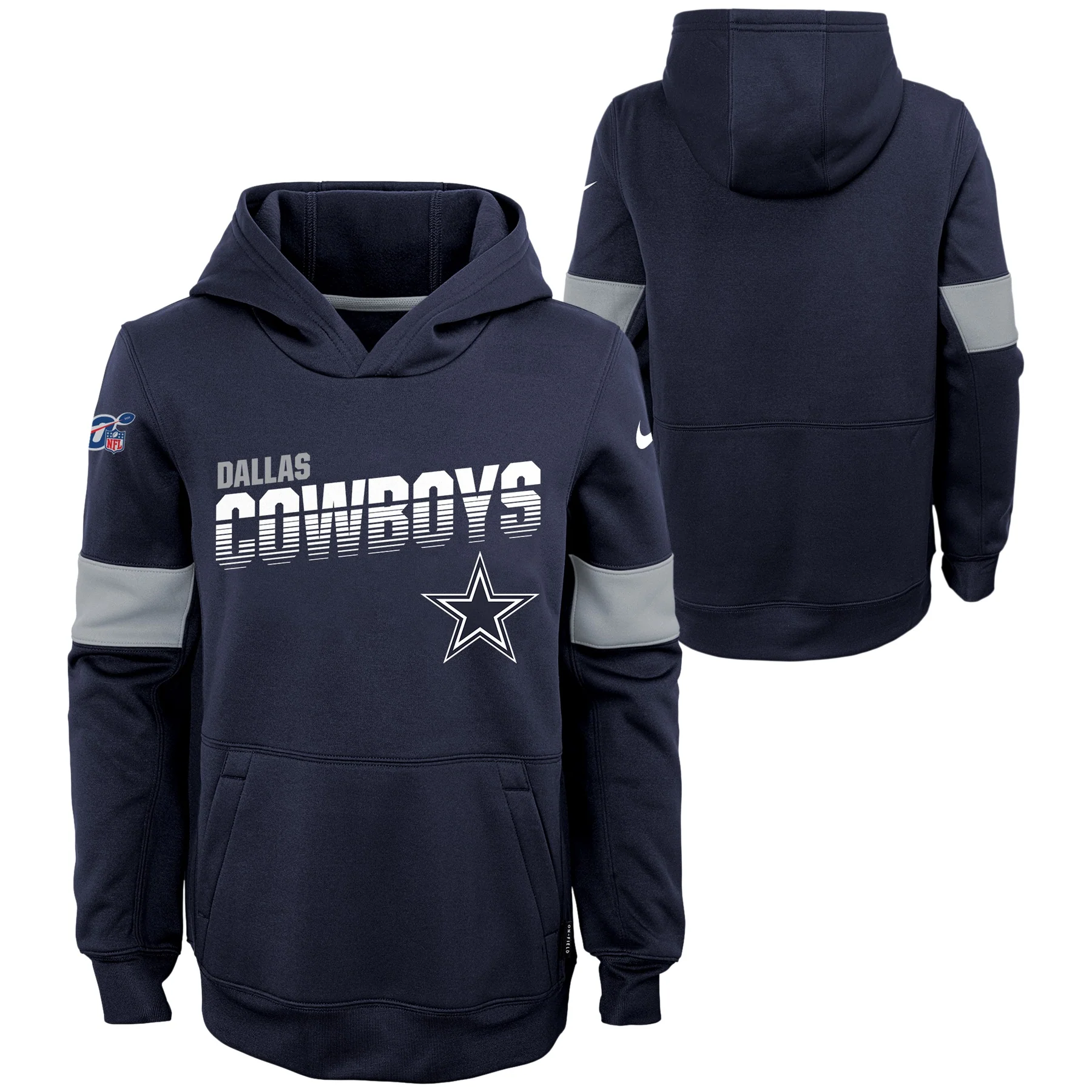 Youth Nike Navy Dallas Cowboys On-Field Performance - Pullover Hoodie - Image 3