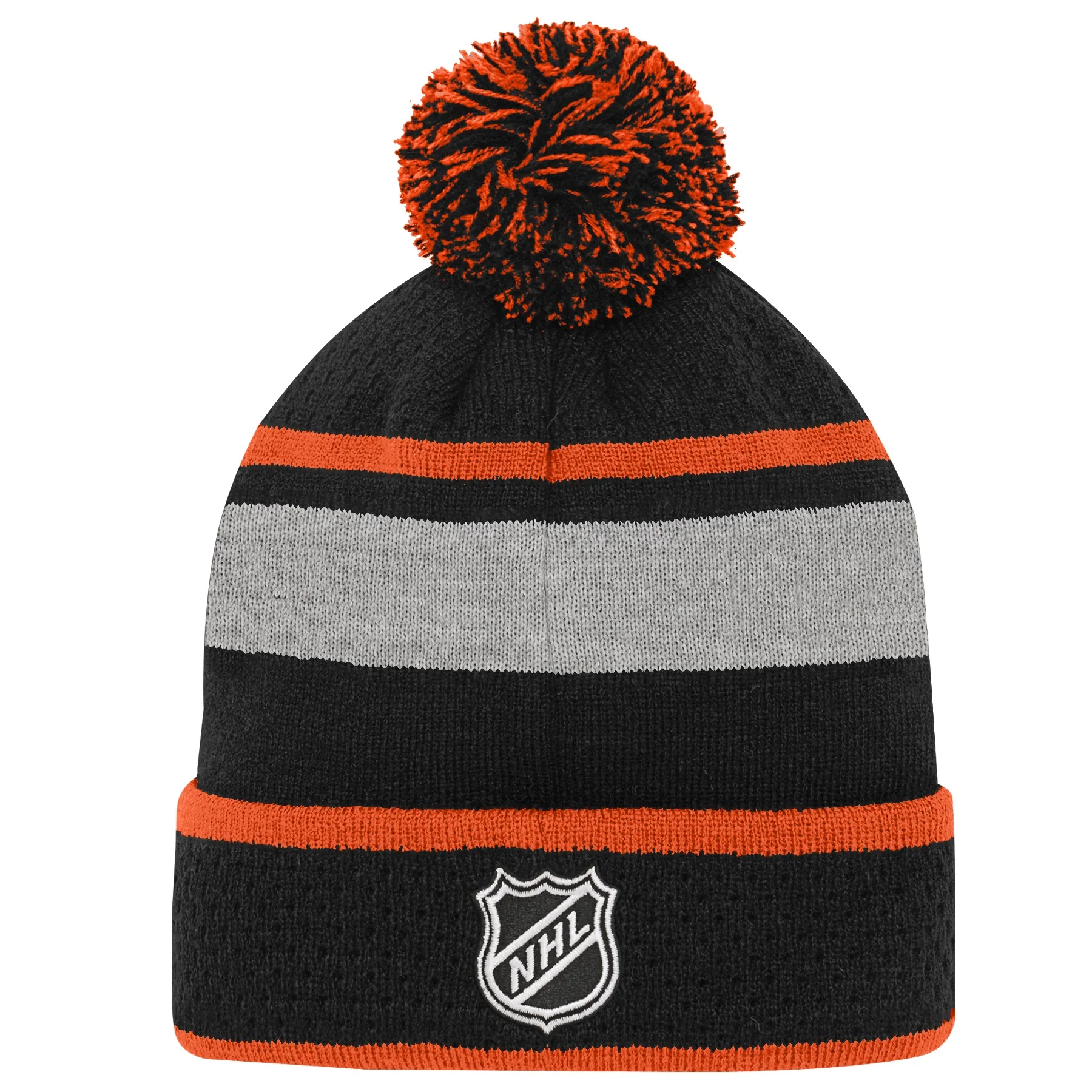 Youth Philadelphia Flyers Black Breakaway Cuffed Knit Hat with Pom - Image 3