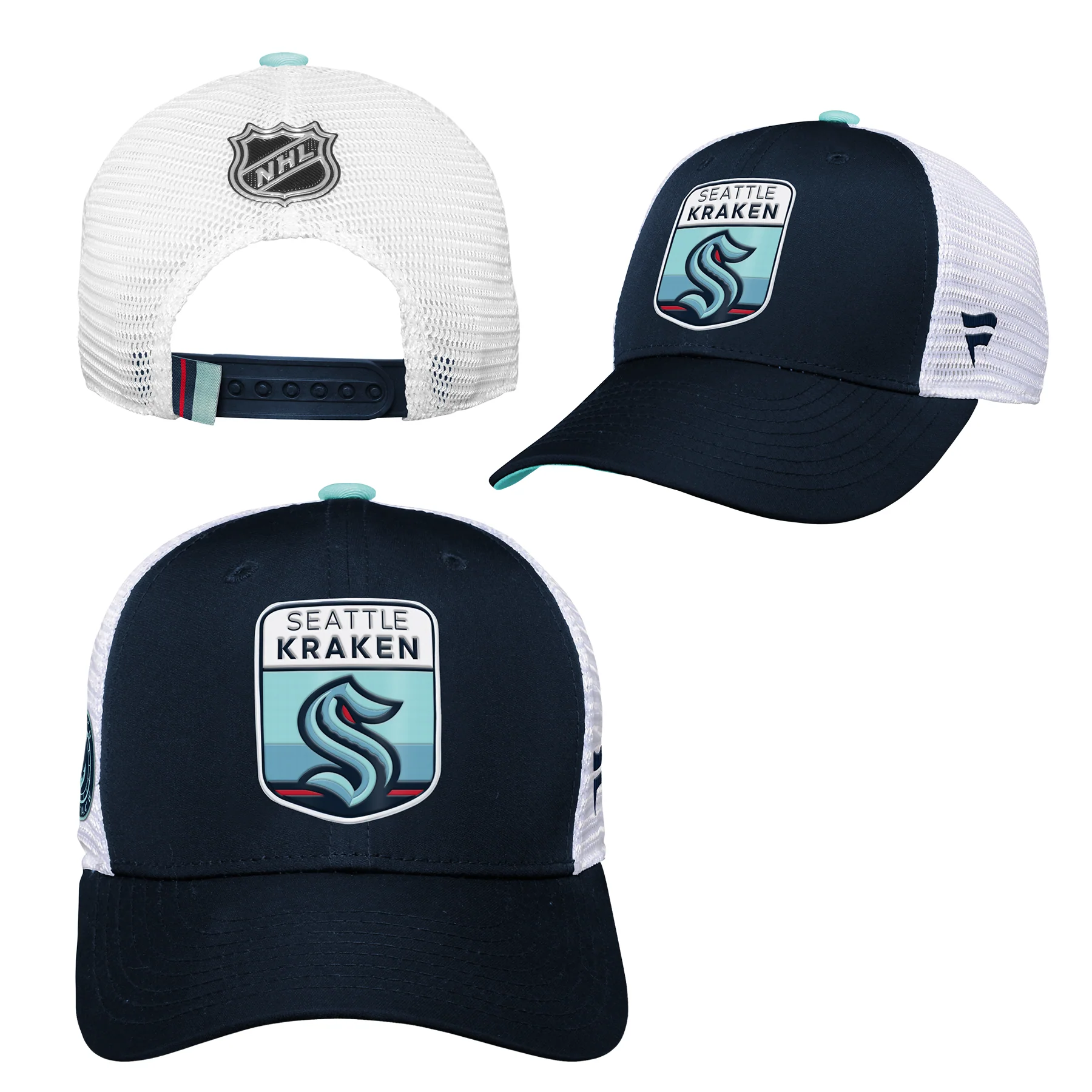 Youth Seattle Kraken Fanatics Branded 2023 NHL Draft On Stage Trucker Adjustable Hat