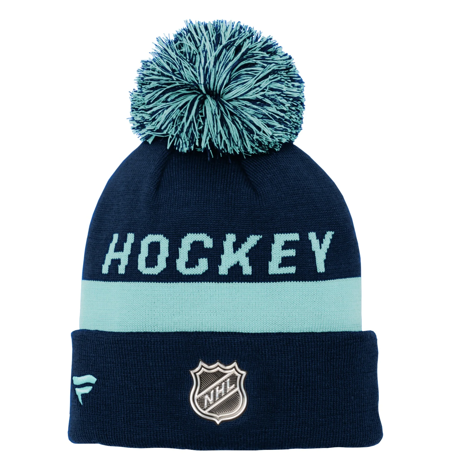 Youth Seattle Kraken Locker Room Beanie Cuff Knit Pom Toque - Image 3
