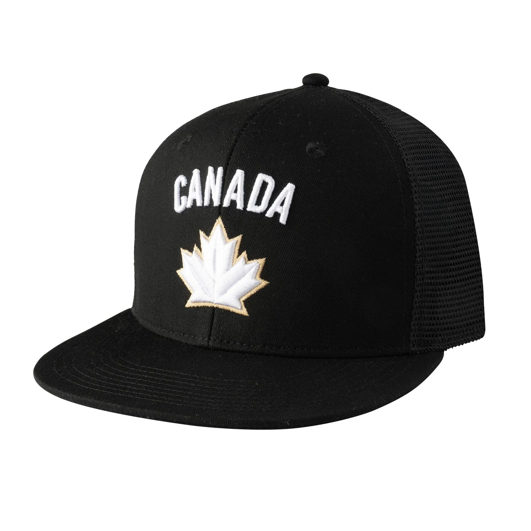 Youth Team Canada Hockey Black Flat Brim Snap MeshBack