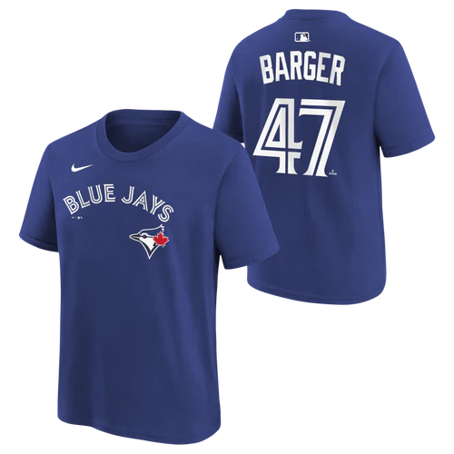 Youth Toronto Blue Jays Addison Barger #47 T-Shirt - Rush Blue - Image 3