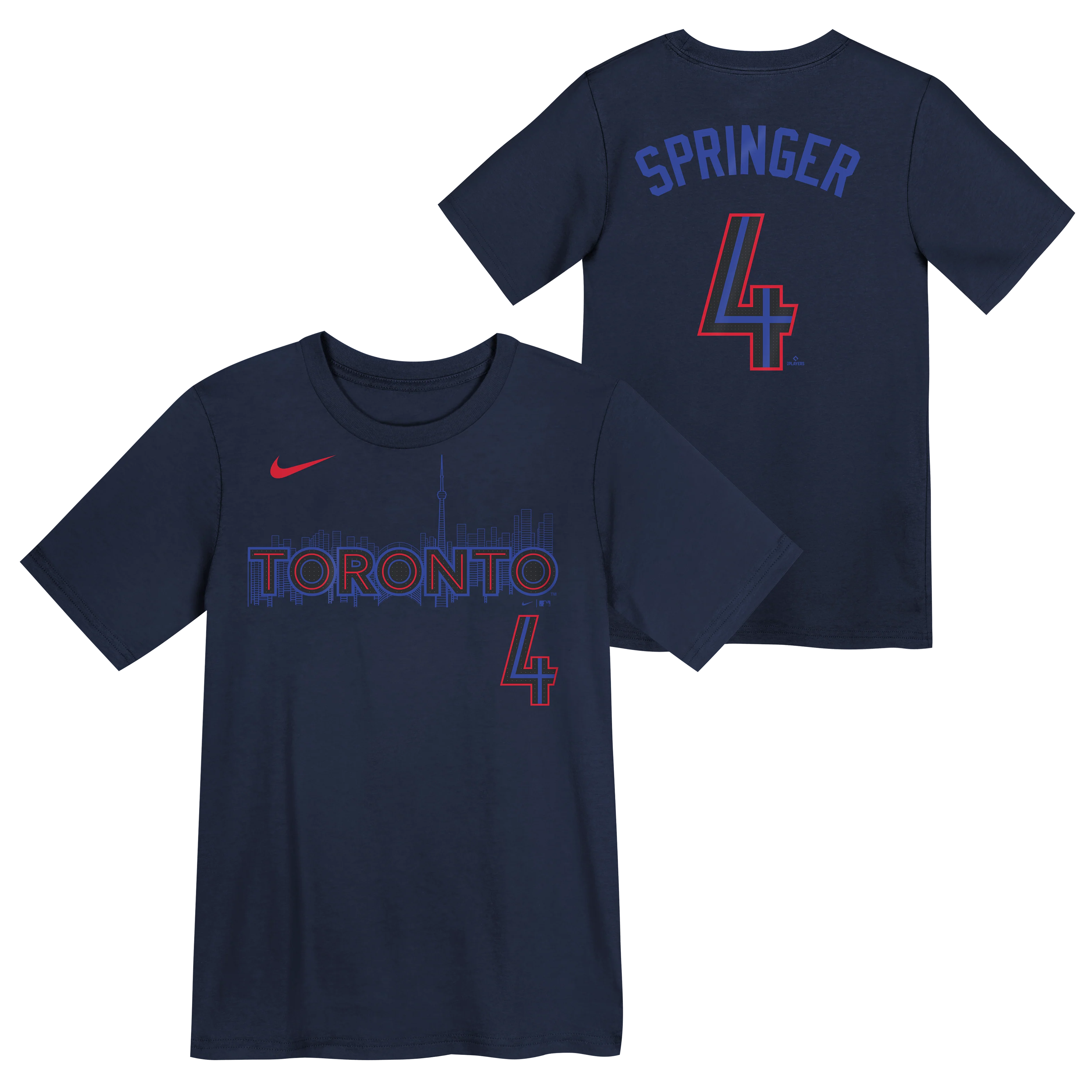 Youth Toronto Blue Jays City Connect George Springer #4 Name & Number T-Shirt