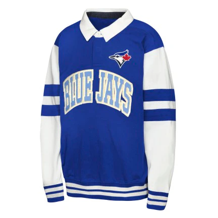 Youth Toronto Blue Jays MVP Long Sleeve Collared T-Shirt - Blue - Image 2