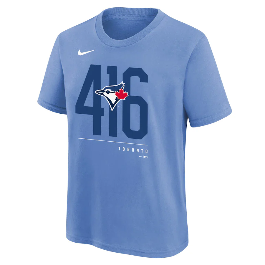 Youth Toronto Blue Jays Nike Local Area Code Powder Blue T-Shirt - Image 2