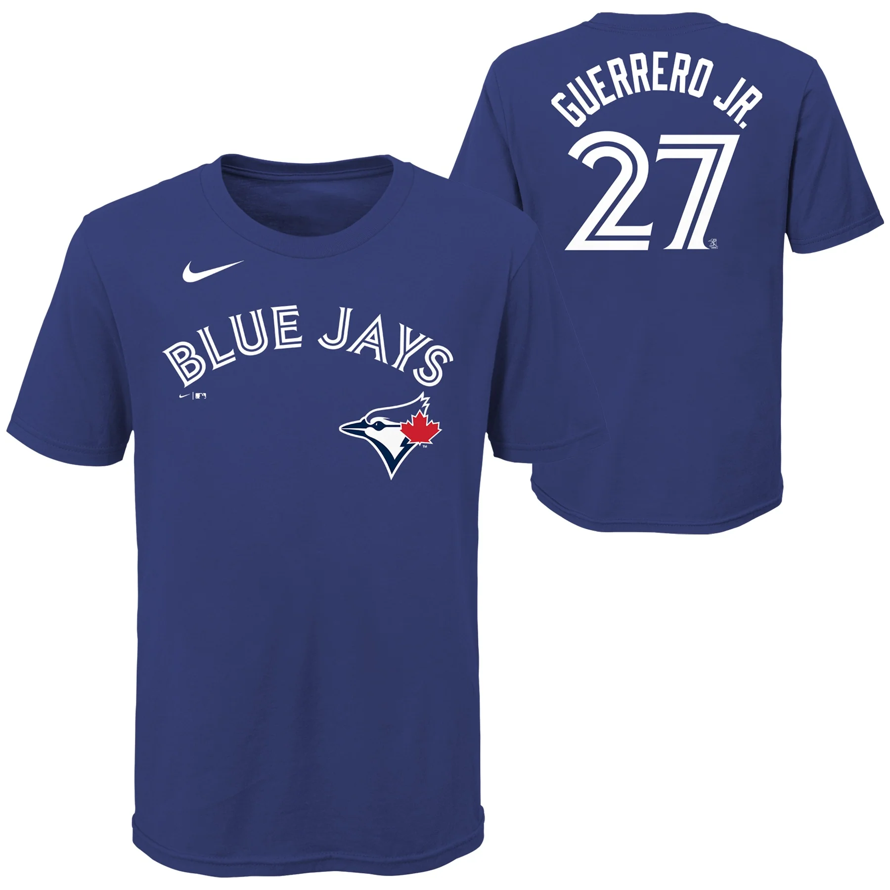 Youth Toronto Blue Jays Vladimir Guerrero Jr. #27 Nike Royal Name & Number T-Shirt - Image 2