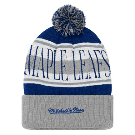 Youth Toronto Maple Leafs Michell & Ness Hard Wood Classic Pom Toque - Blue - Image 2