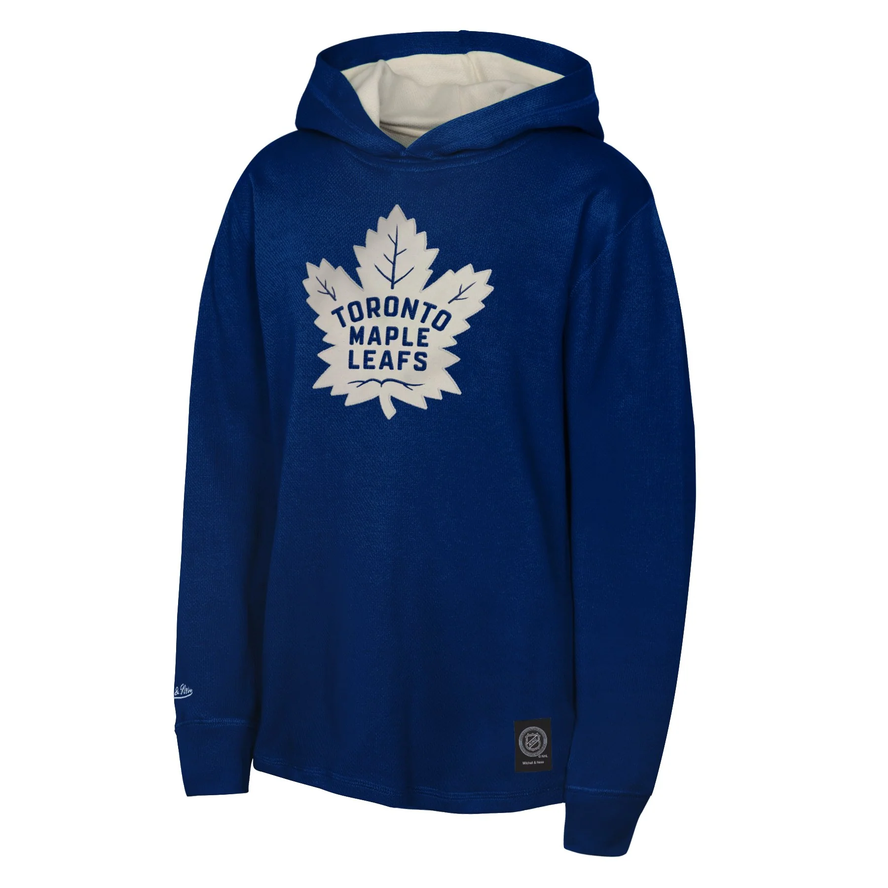 Youth Toronto Maple Leafs Mitchell and Ness Long Sleeve Thermal Pullover Hoodie - Blue - Image 2