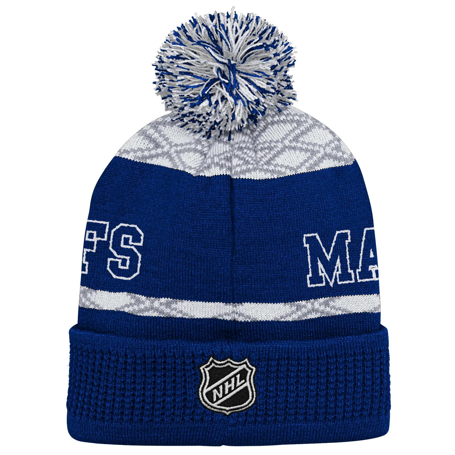 Youth Toronto Maple Leafs Puck Pattern Cuffed Knit Toque - Image 3