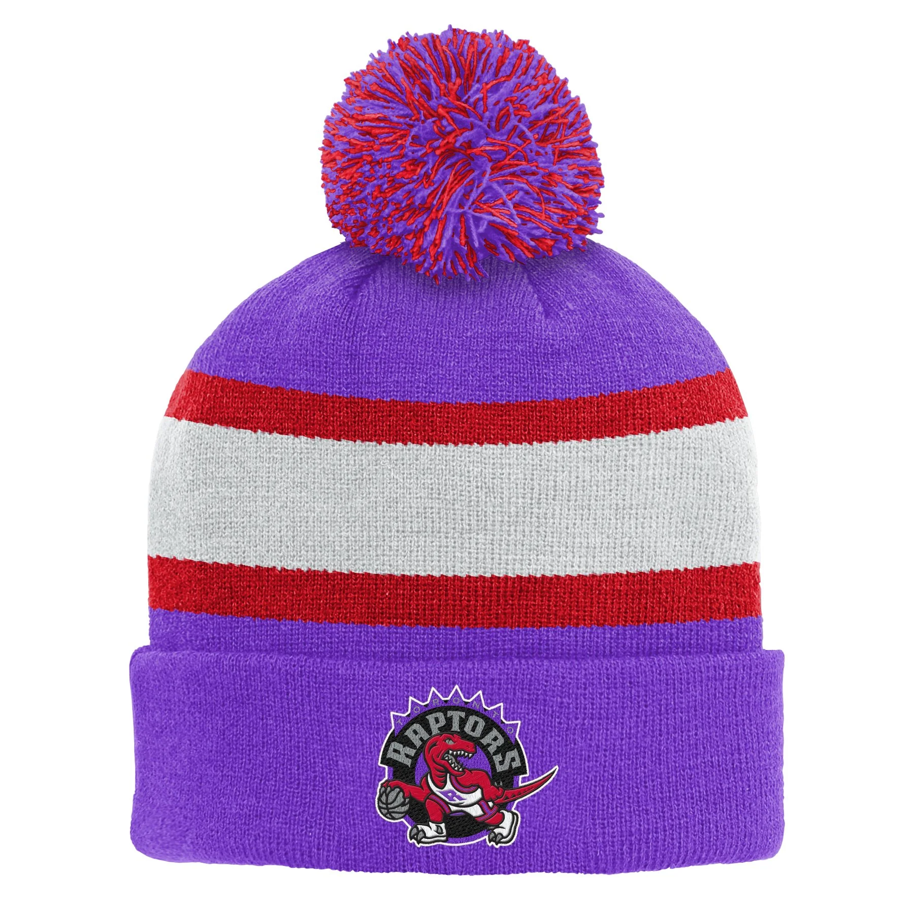 Youth Toronto Raptors Mitchell and Ness HWC Stripe Retro Beanie Toque - Image 2